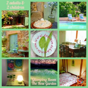 Glamping Room The Rose Garden with own garden - external shower & toilet and kitchen